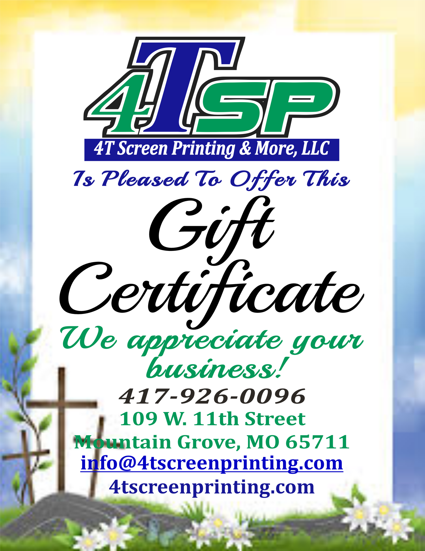 4TSP Easter Themed Gift Certificate