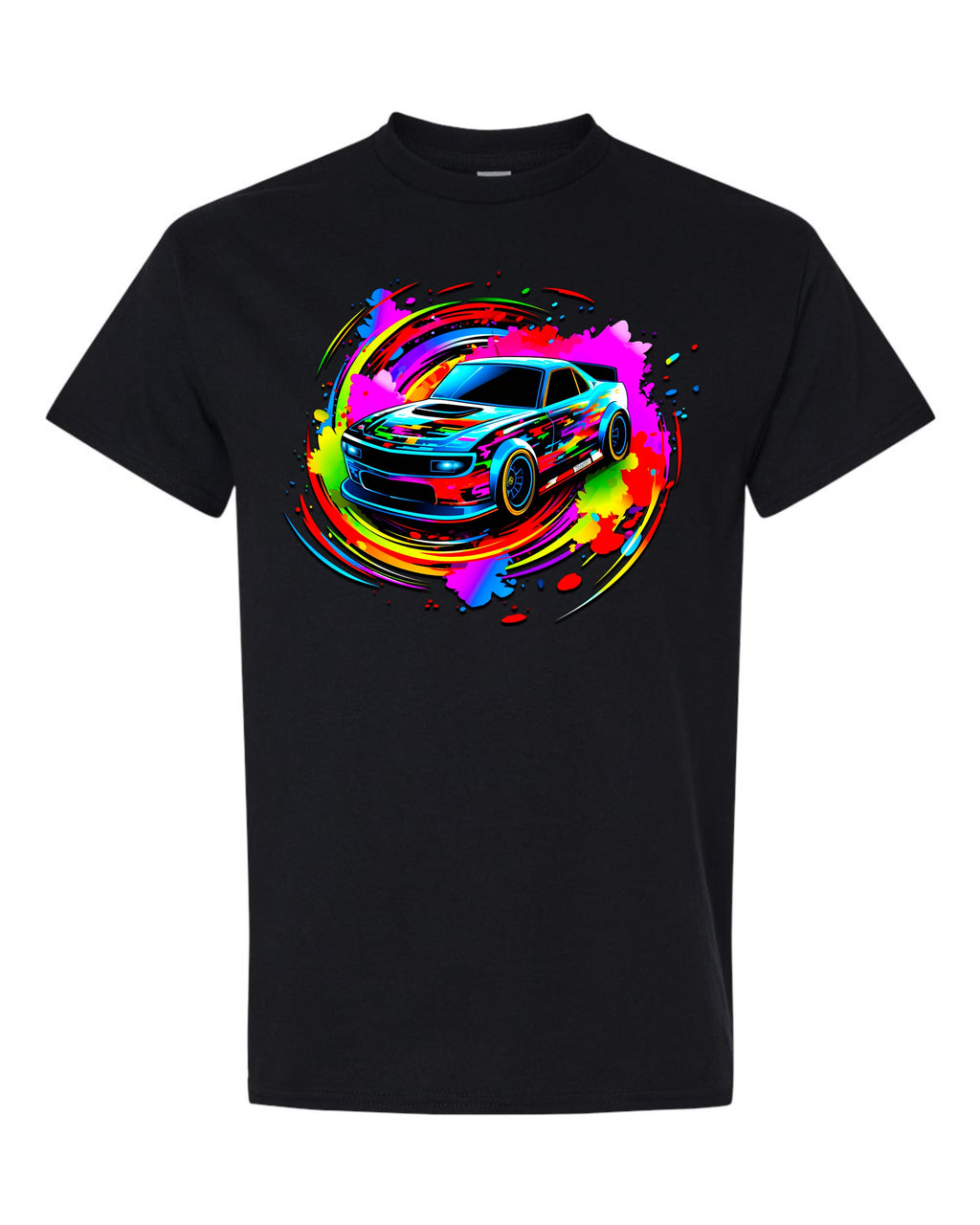 Little Boy's Sports Car with Bright Colors Short Sleeve T-shirt