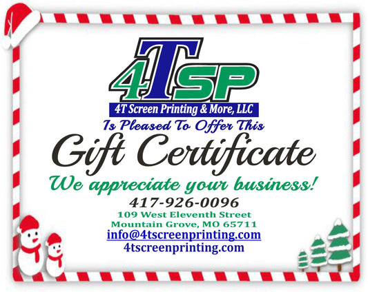 4TSP Christmas Themed Gift Certificate