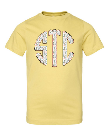 Girls Full Front Monogram Short Sleeve T-shirt
