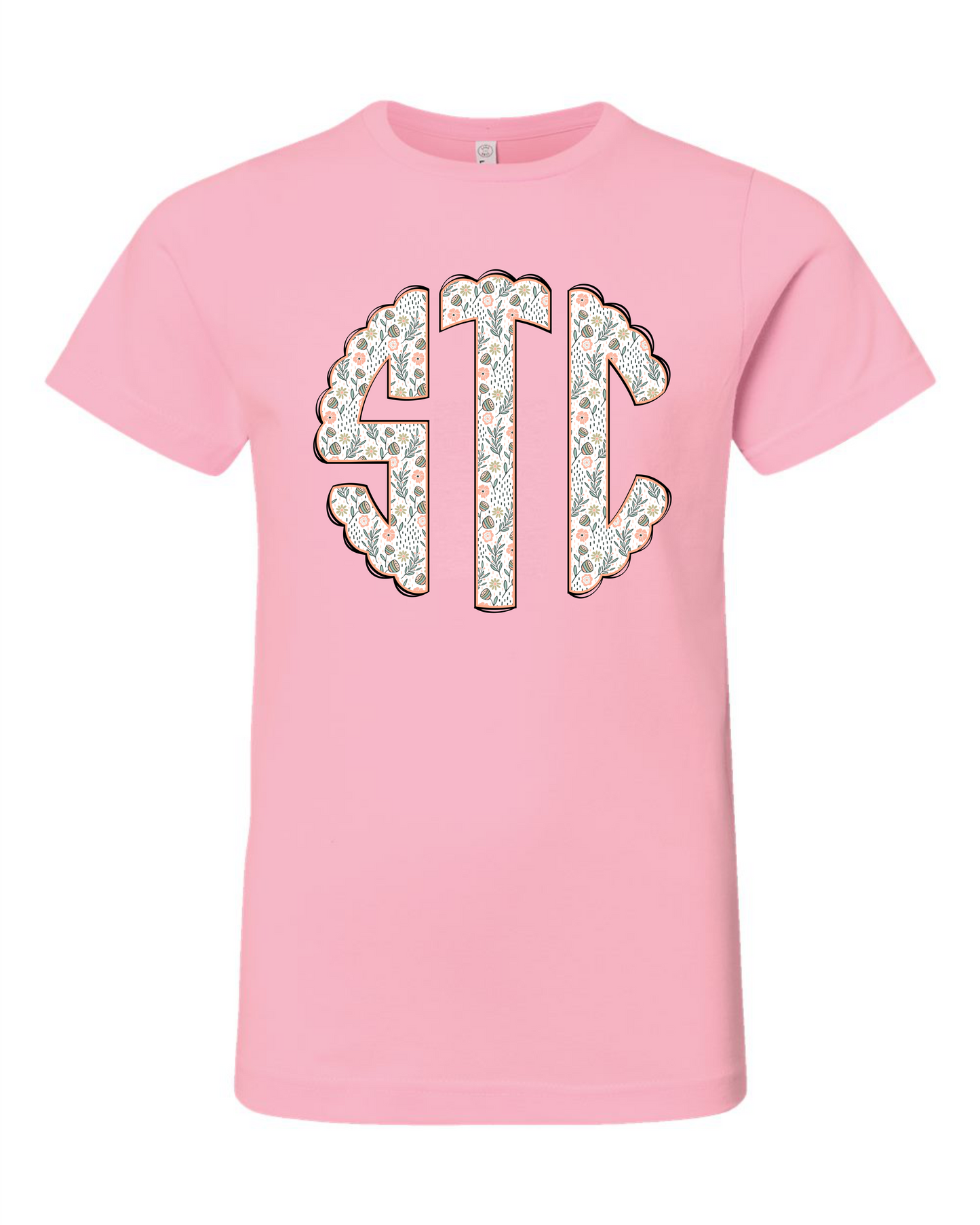 Girls Full Front Monogram Short Sleeve T-shirt