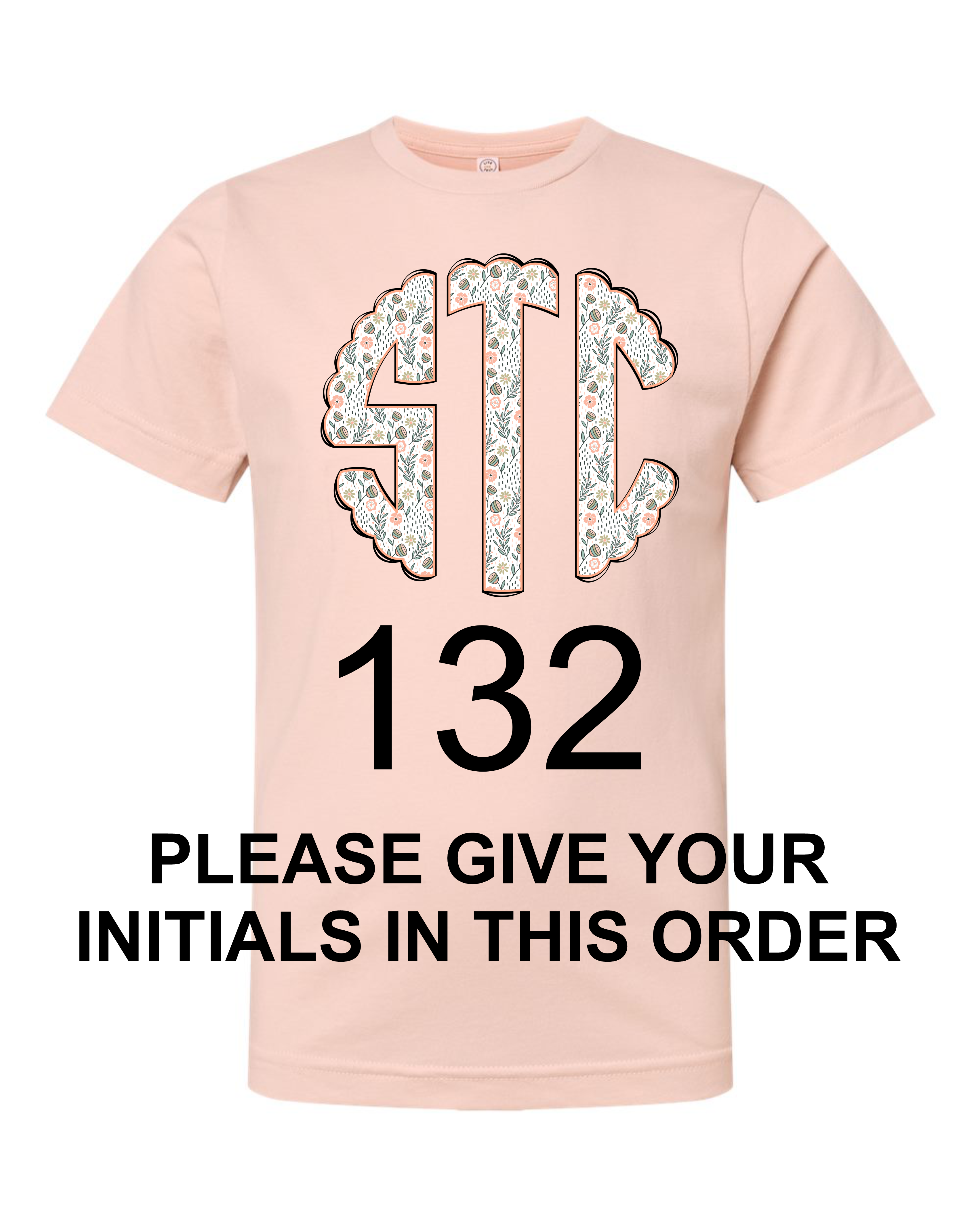 Girls Full Front Monogram Short Sleeve T-shirt