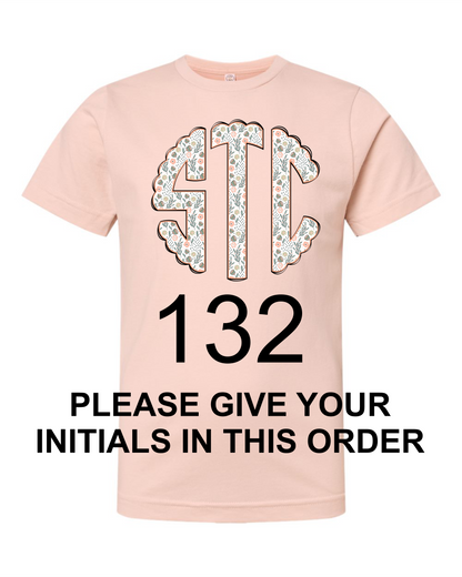 Girls Full Front Monogram Short Sleeve T-shirt