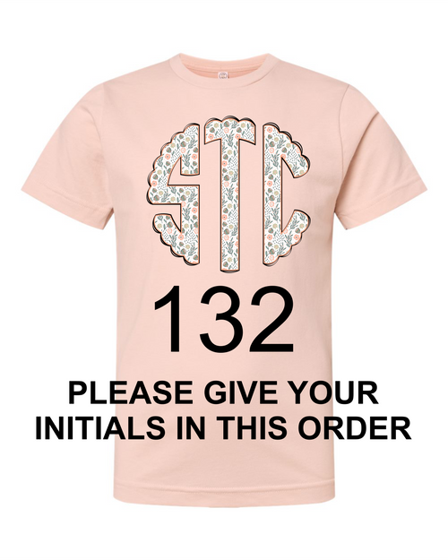 Girls Full Front Monogram Short Sleeve T-shirt