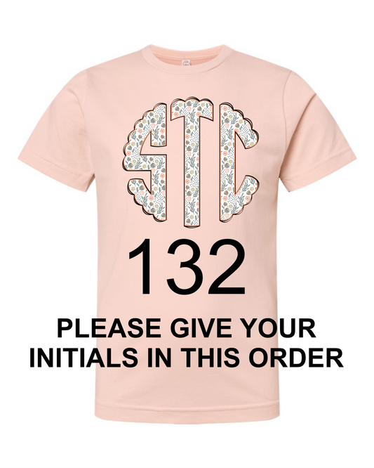 Girls Full Front Monogram Short Sleeve T-shirt