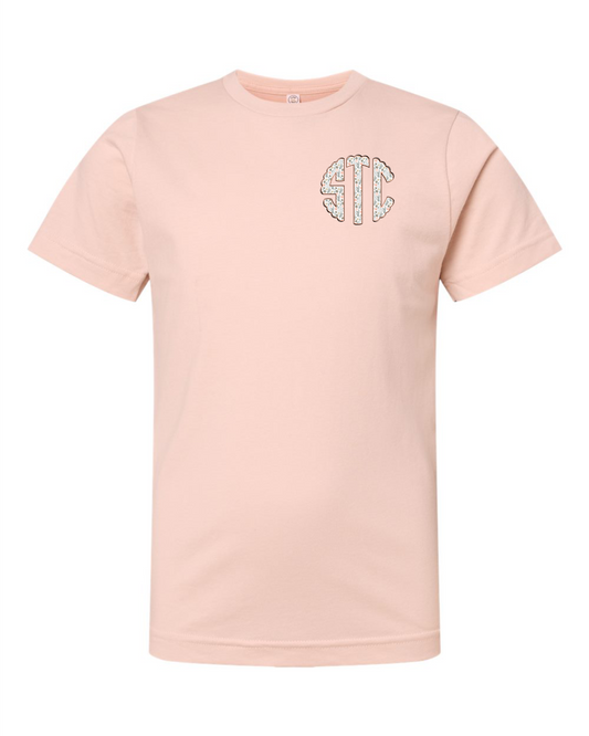 Girls Left Chest Monogram Short Sleeve T-shirt