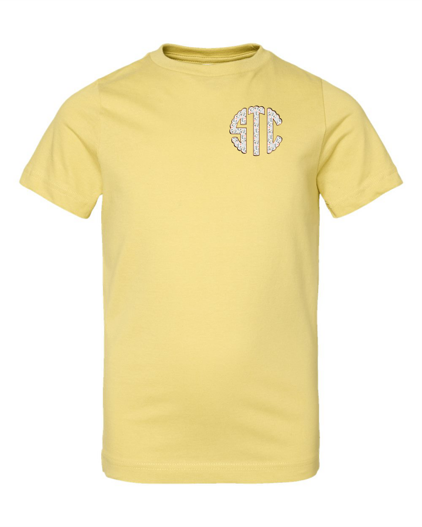 Girls Left Chest Monogram Short Sleeve T-shirt