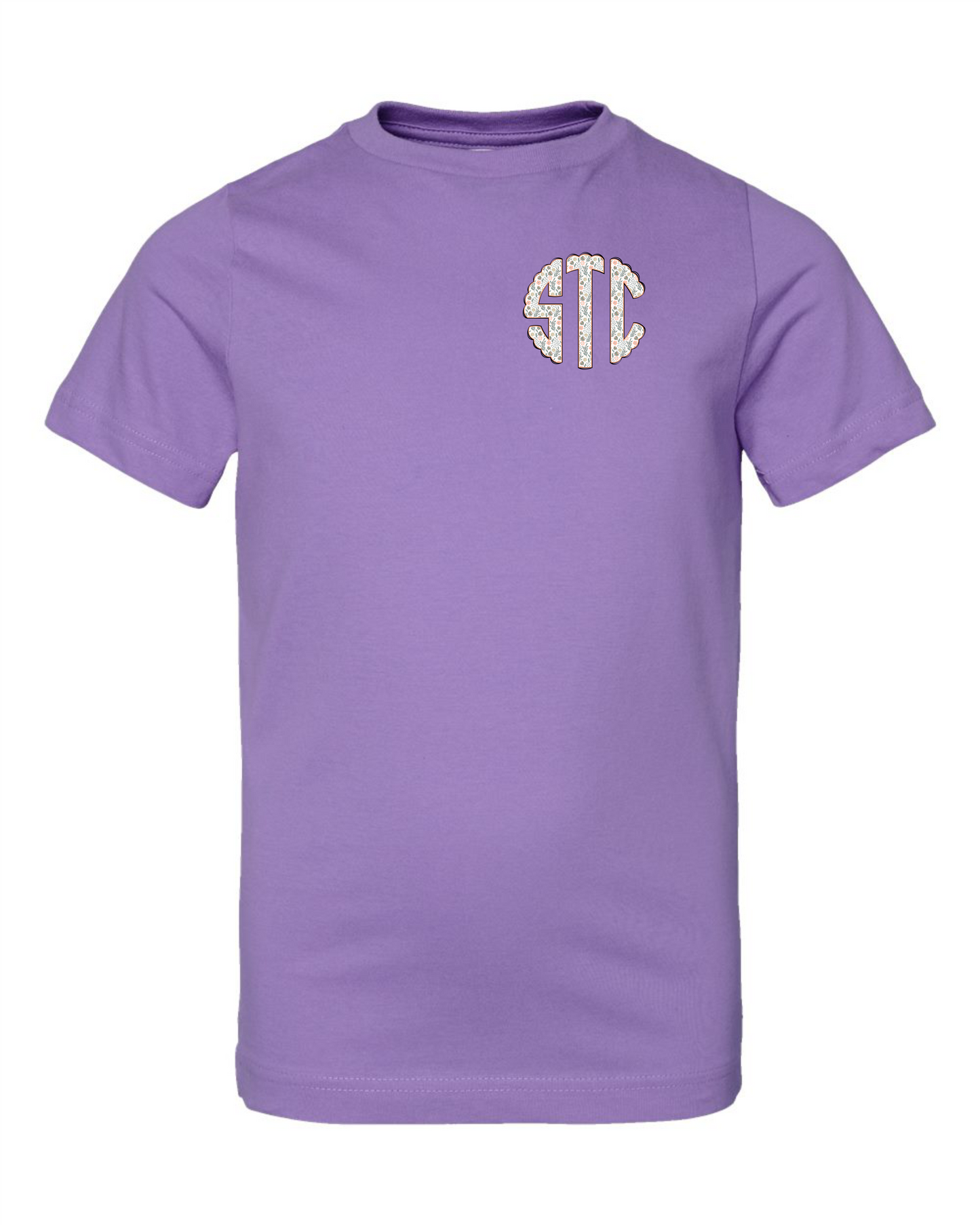 Girls Left Chest Monogram Short Sleeve T-shirt