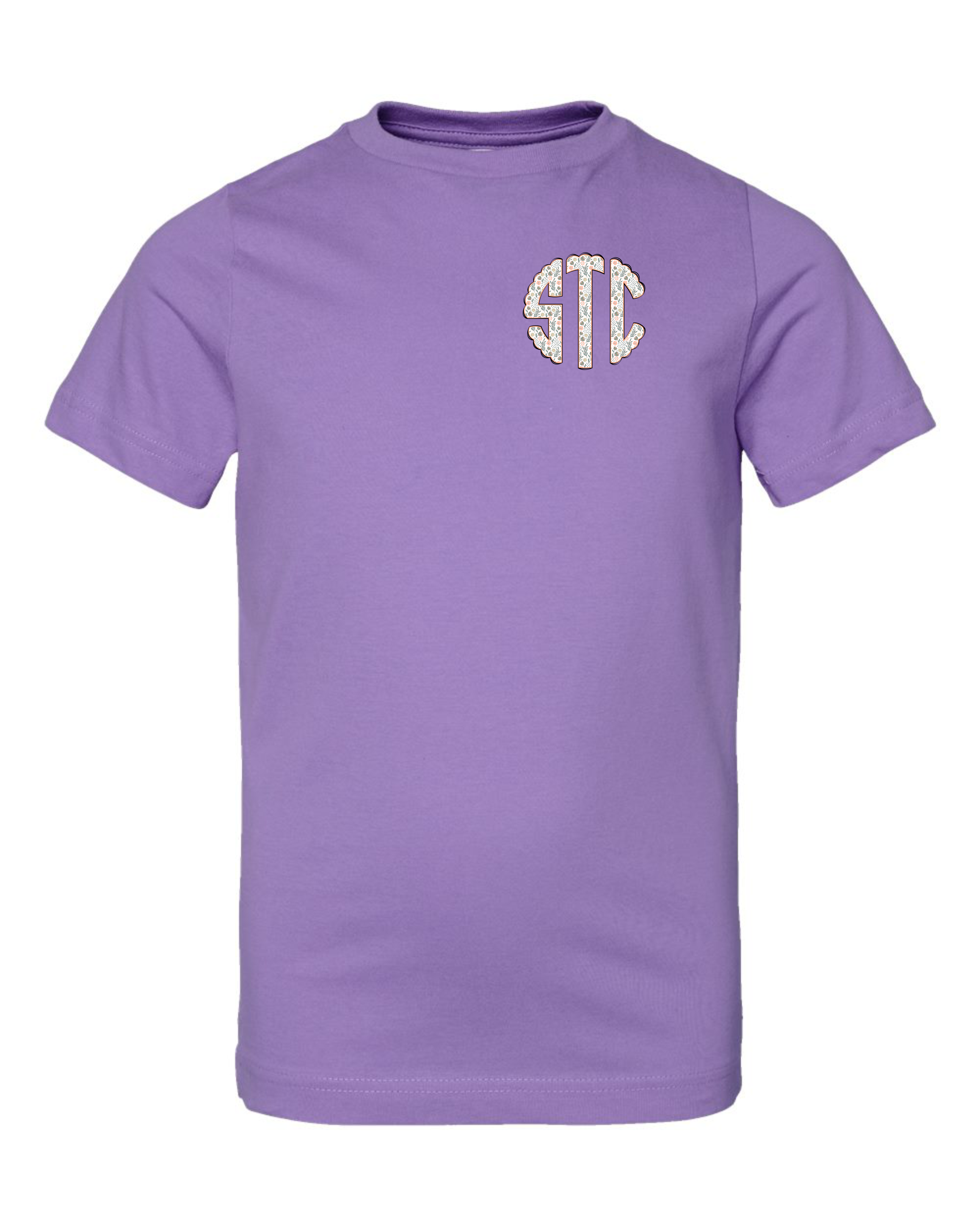 Girls Left Chest Monogram Short Sleeve T-shirt