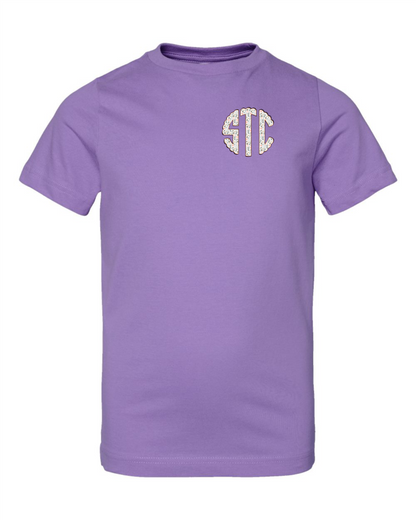 Girls Left Chest Monogram Short Sleeve T-shirt