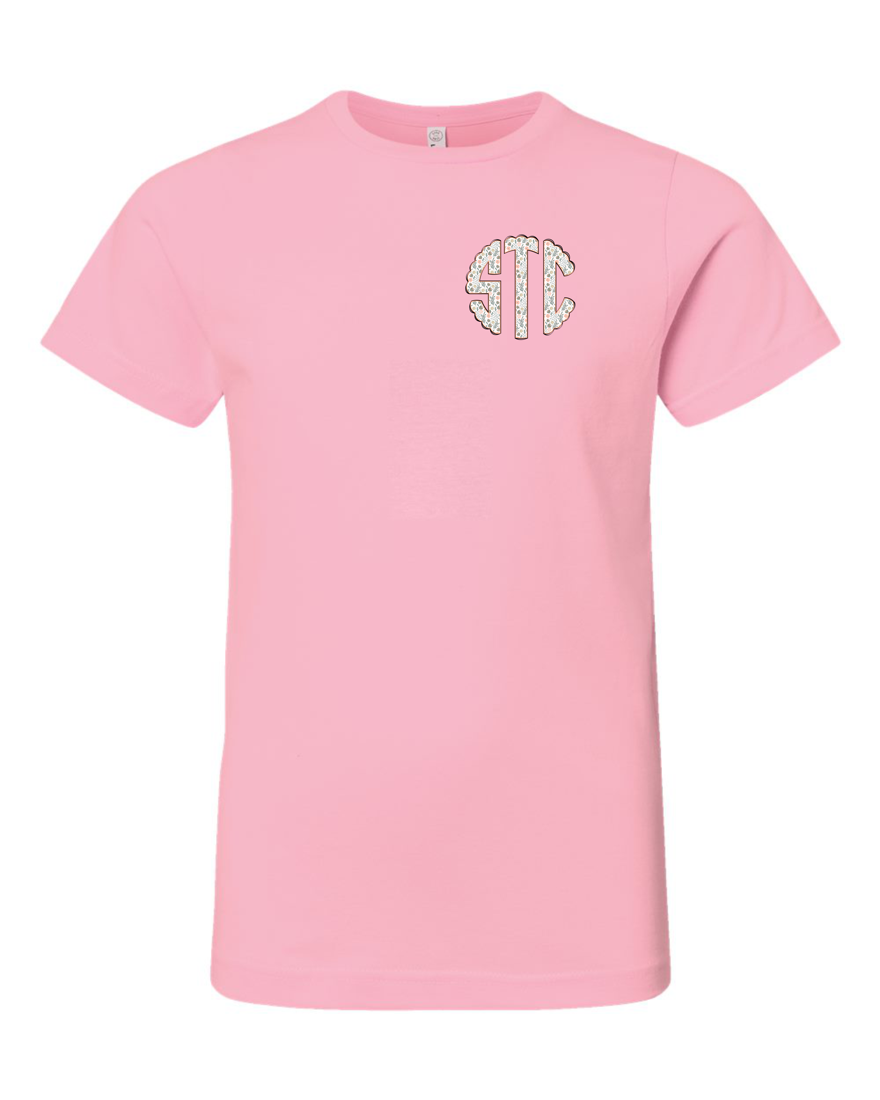 Girls Left Chest Monogram Short Sleeve T-shirt