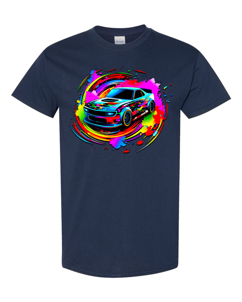 Little Boy's Sports Car with Bright Colors Short Sleeve T-shirt