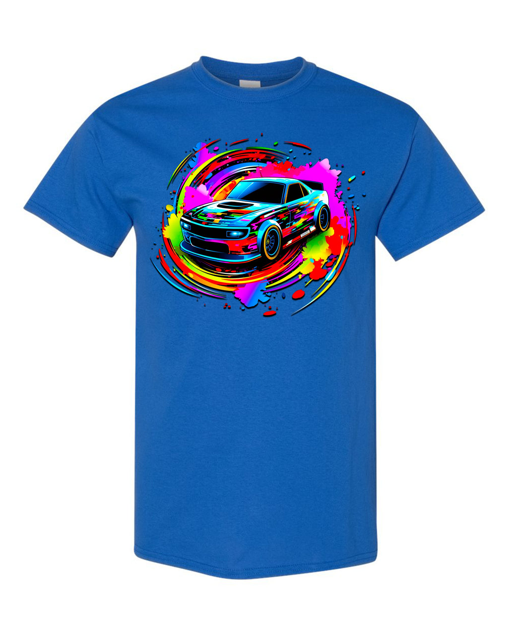 Little Boy's Sports Car with Bright Colors Short Sleeve T-shirt