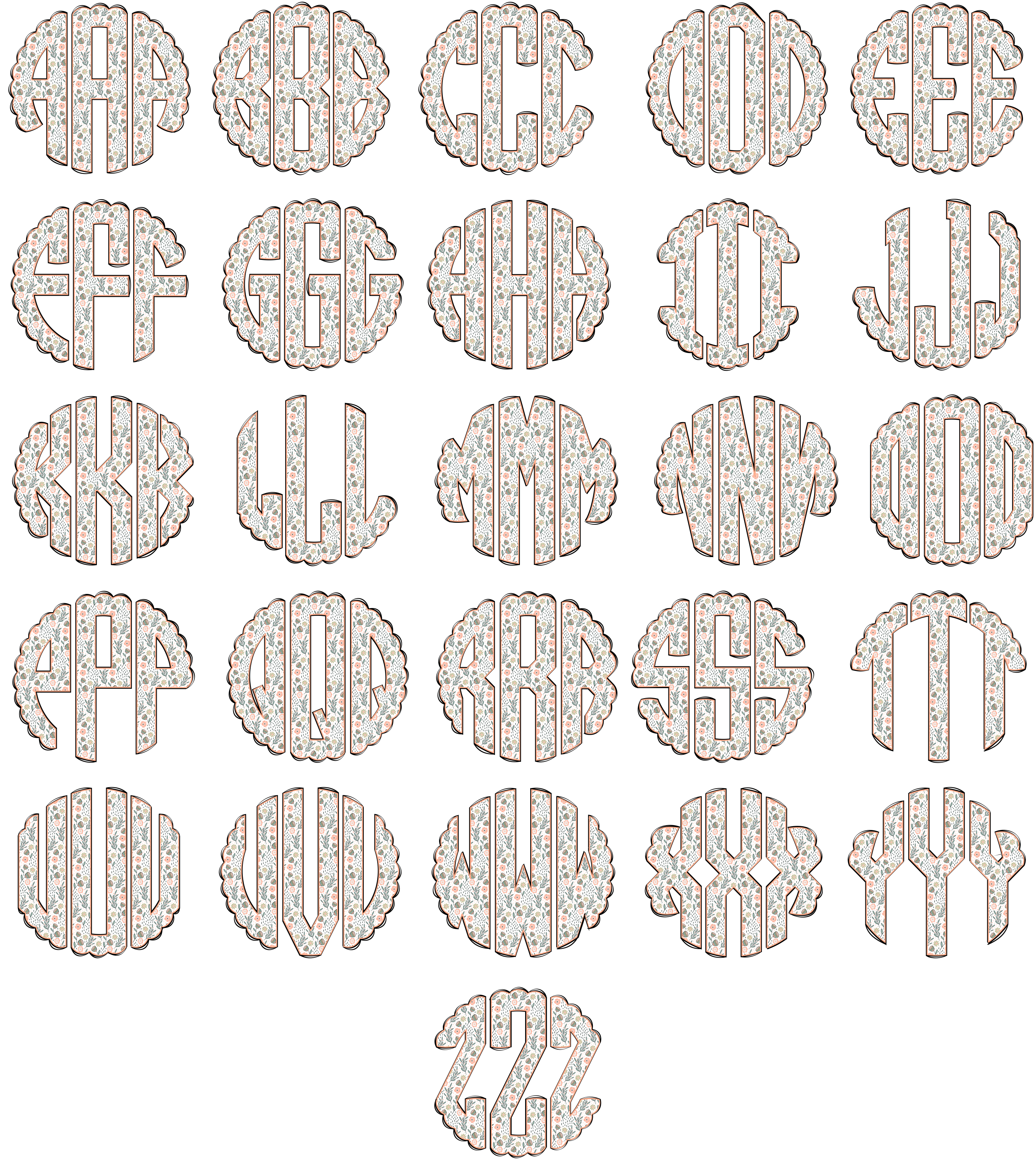Girls Full Front Monogram Short Sleeve T-shirt